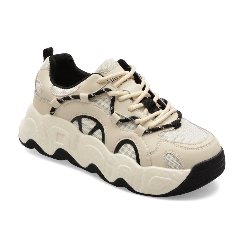 Pantofi sport FLAVIA PASSINI alb-negru, 5376, din material textil si piele naturala