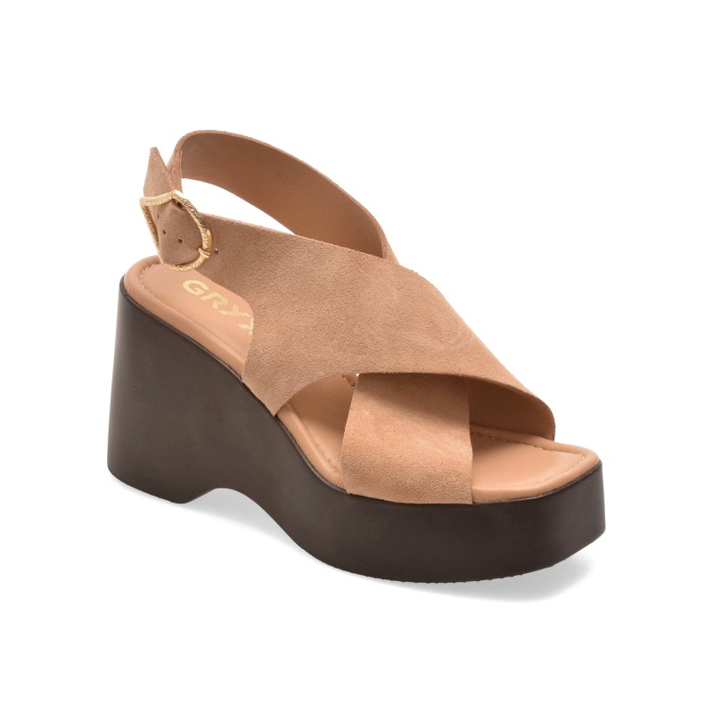 Sandale GRYXX bej, M809, din piele intoarsa