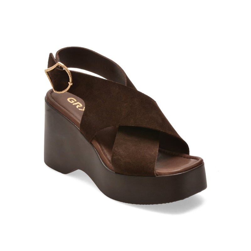Sandale GRYXX maro, M809, din piele intoarsa