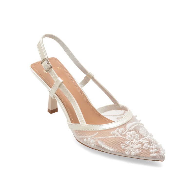 Pantofi eleganti EPICA albi, 9166, din material textil