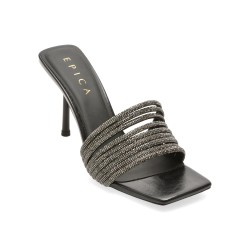 Papuci eleganti EPICA negri, 55876, din piele ecologica
