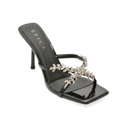 Papuci eleganti EPICA negri, 5587, din piele ecologica