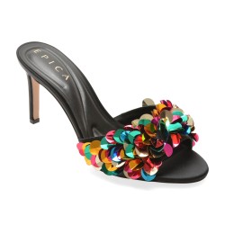 Papuci EPICA negri, TS759, din material textil