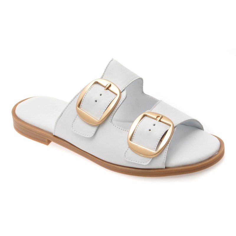 Papuci FLAVIA PASSINI albi, 251445, din piele naturala