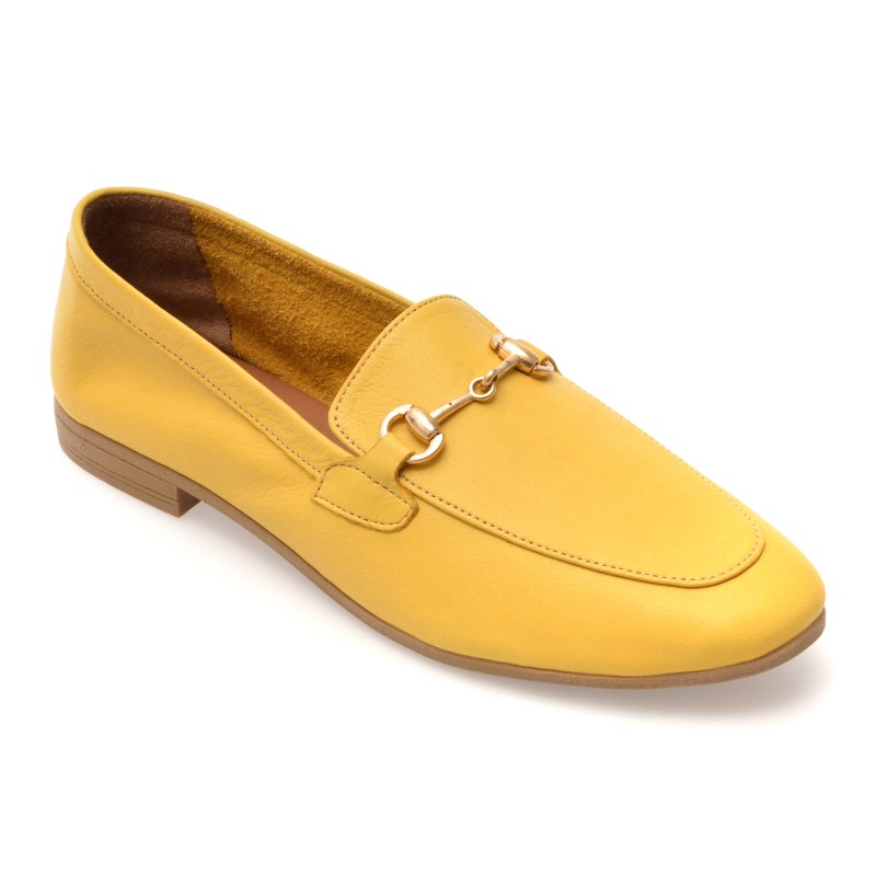 Mocasini FLAVIA PASSINI galbeni, GTB1, din piele naturala