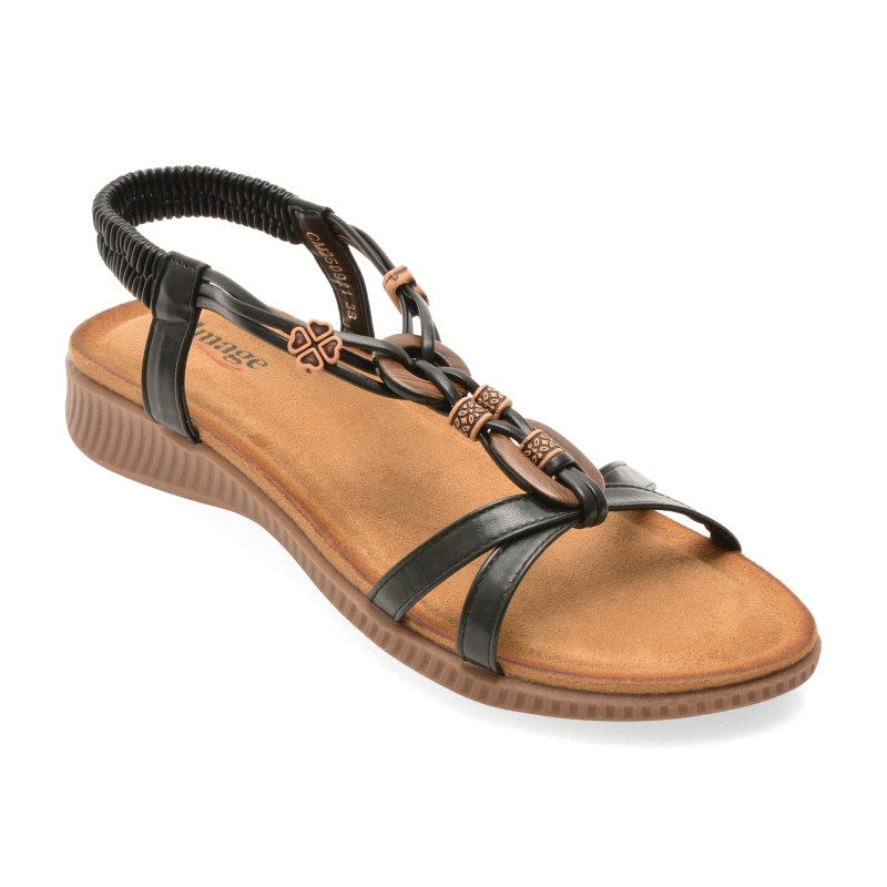 Sandale IMAGE negre, 921, din piele ecologica