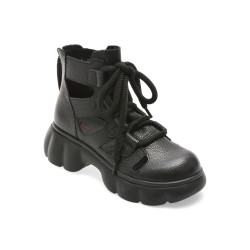 Ghete PASS COLLECTION negre, LY60003, din piele naturala