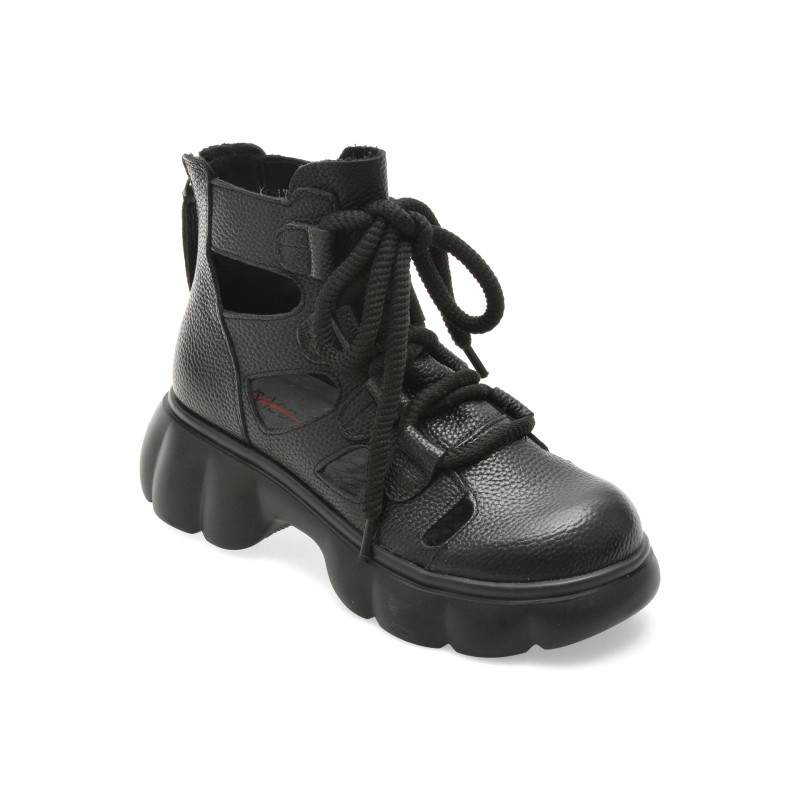 Ghete PASS COLLECTION negre, LY60003, din piele naturala