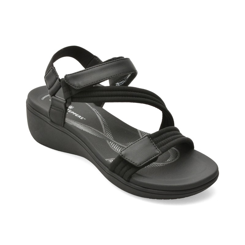 Sandale CLARKS negre, BRINKLEY RAE SUN, din material textil