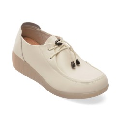 Mocasini PASS COLLECTION albi, J860010, din piele naturala
