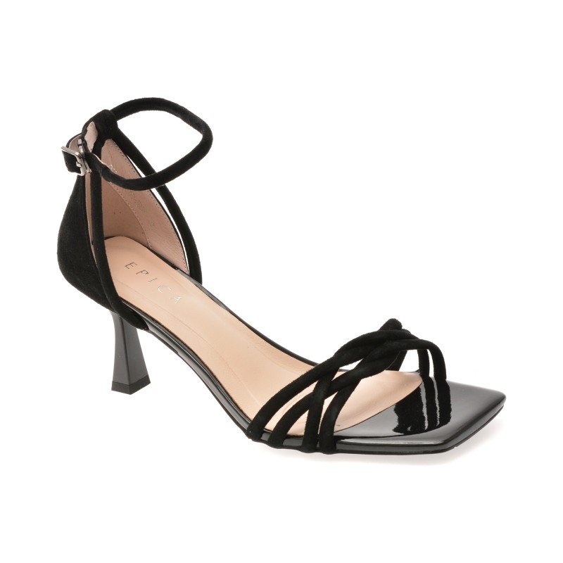 Sandale elegante EPICA negre, 5KL740, din piele intoarsa