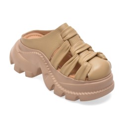Papuci GRYXX bej, 56263, din piele naturala