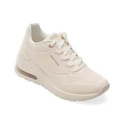 Pantofi sport SKECHERS albi, MILLION AIR, din piele ecologica