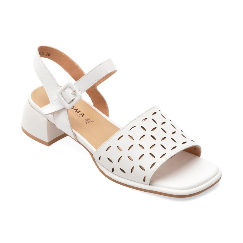 Sandale KARISMA albe, WC60001, din piele naturala