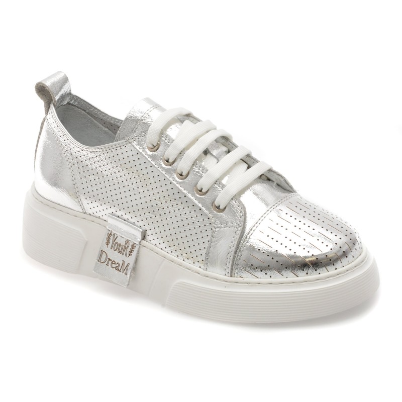 Pantofi sport ERISMA argintii, 2084611, din piele naturala