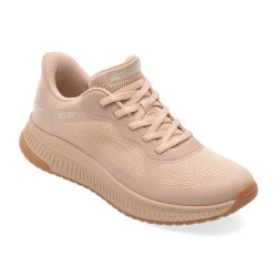 Pantofi sport SKECHERS nude, BOBS SQUAD 4, din material textil