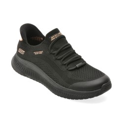 Pantofi sport SKECHERS negri, BOBS SQUAD 4, din material textil