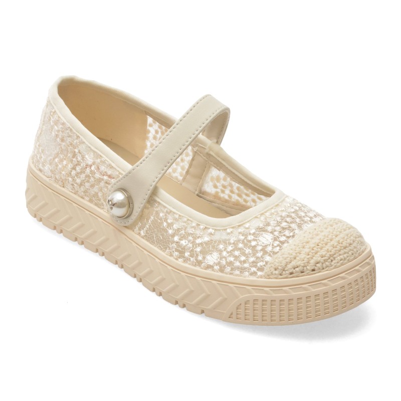 Pantofi PASS COLLECTION bej, HT60006, din material textil