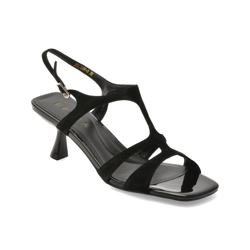 Sandale elegante EPICA negre, 3269, din piele intoarsa