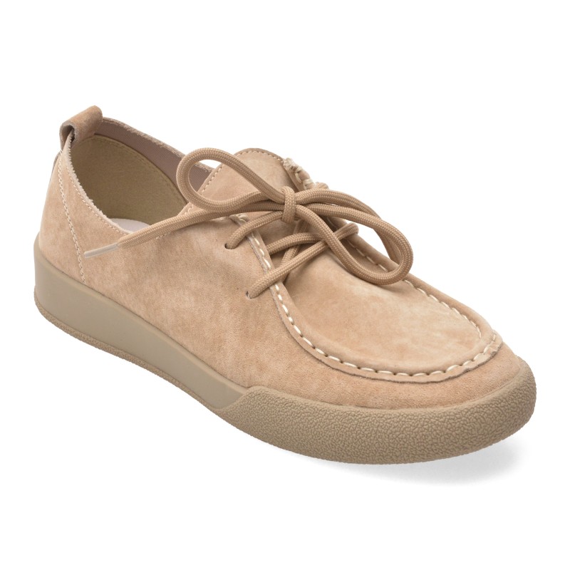 Mocasini PASS COLLECTION bej, SH60004, din nabuc