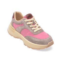 Pantofi sport PASS COLLECTION roz, M960012, din material textil si piele naturala