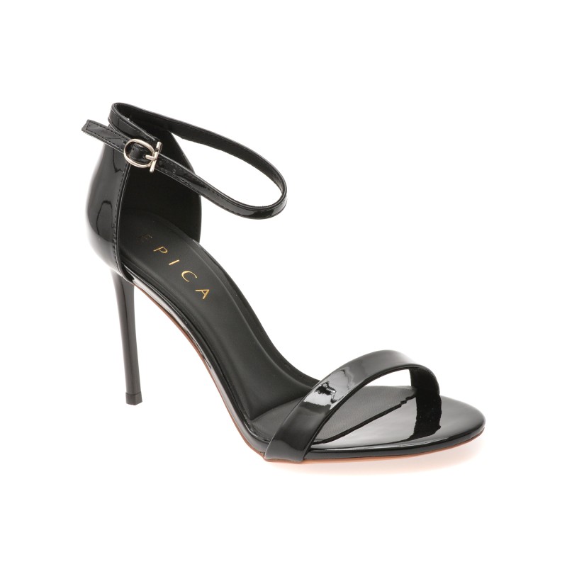 Sandale elegante EPICA negre, 551, din piele ecologica lacuite
