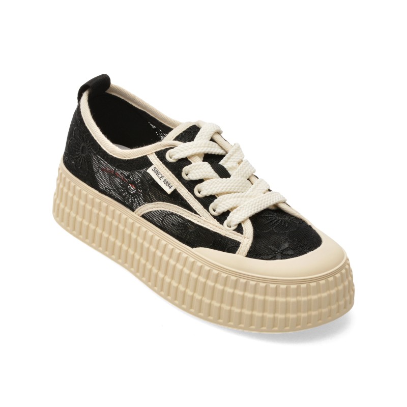 Pantofi PASS COLLECTION negri, XA60005, din material textil