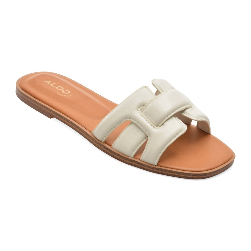 Papuci ALDO albi, ELENAA 121, din piele naturala