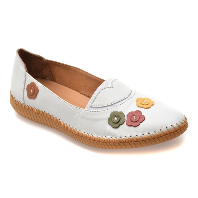 Balerini FLAVIA PASSINI albi, 244410, din piele naturala