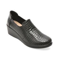 Pantofi KARISMA negri, WB60017, din piele croco
