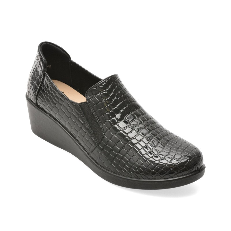 Pantofi KARISMA negri, WB60017, din piele croco