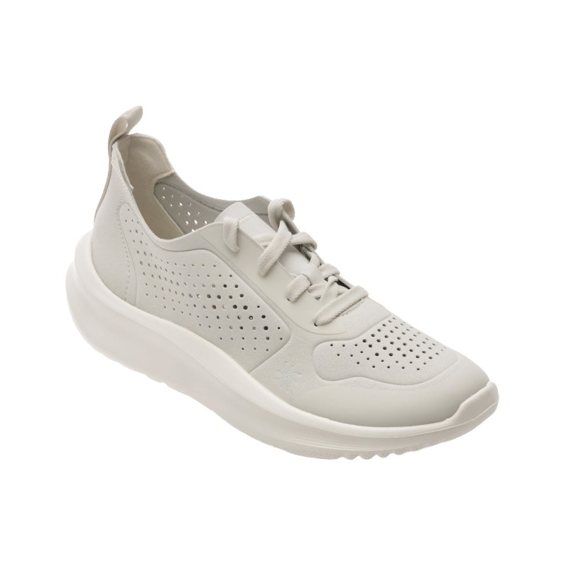 Pantofi sport CLARKS albi, SOLEVANA TIE, din material textil