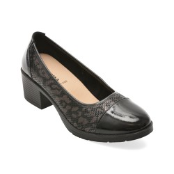 Pantofi eleganti KARISMA negri, WB60008, din piele croco