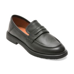 Mocasini IMAGE negri, D380, din piele naturala