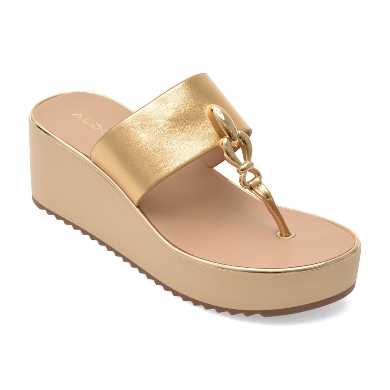 Papuci ALDO aurii, PENELOPY 711, din piele ecologica
