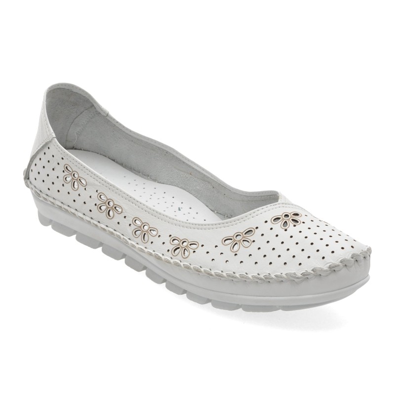 Balerini FLAVIA PASSINI albi, 2666, din piele naturala