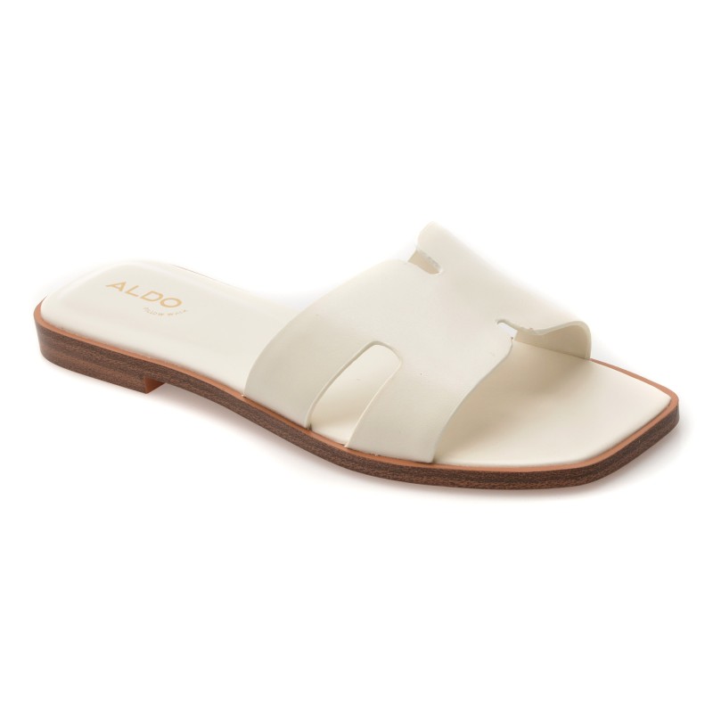 Papuci ALDO albi, ITSANDAL 100, din piele naturala