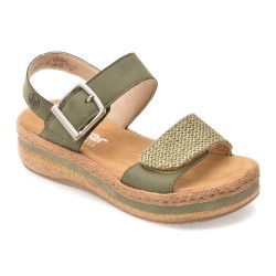 Sandale RIEKER verzi, V0951, din piele naturala