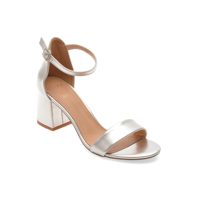 Sandale EPICA argintii, 922, din piele naturala lacuita