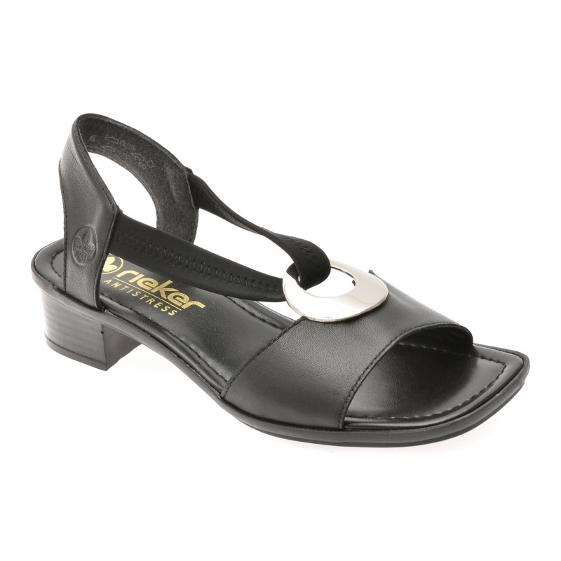 Sandale RIEKER negre, 62662, din piele naturala