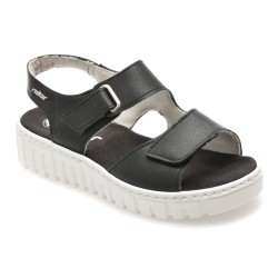 Sandale RIEKER negre, V1382, din piele naturala