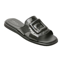 Papuci EPICA negri, 3C2609, din piele naturala lacuita