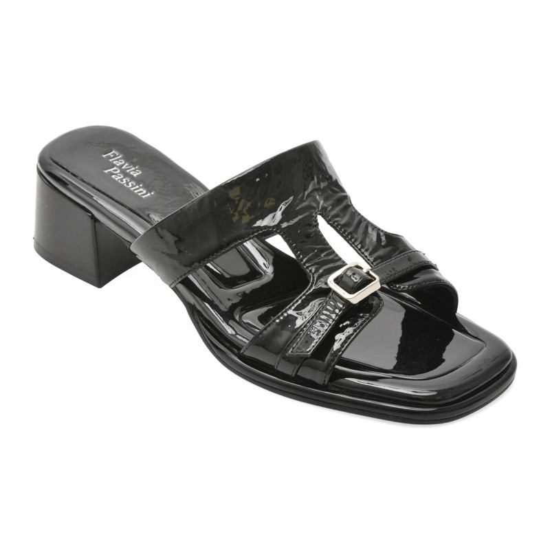Papuci FLAVIA PASSINI negri, L622, din piele naturala lacuita