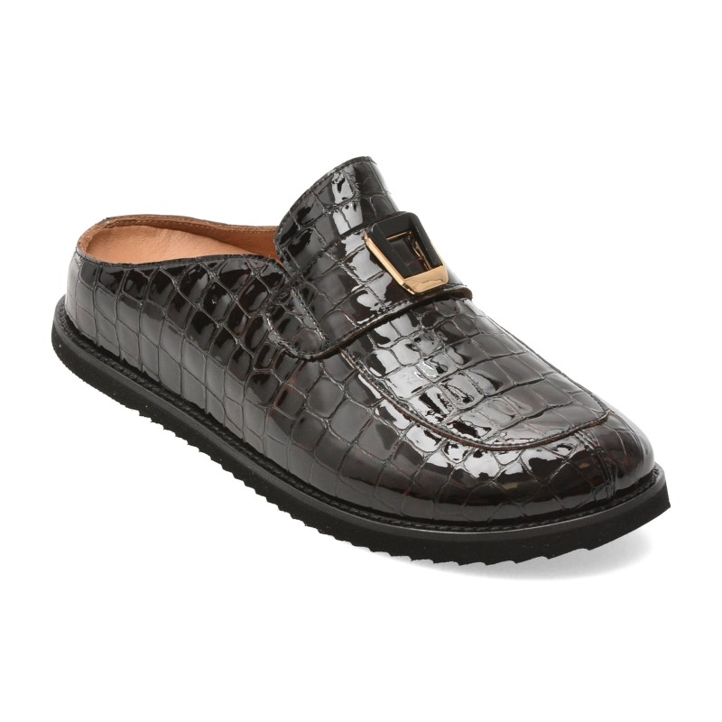 Papuci EPICA maro, 1001303, din piele naturala lacuita