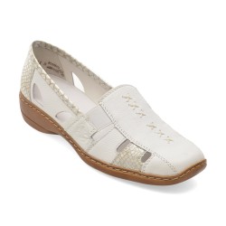 Pantofi RIEKER albi, 41385, din piele naturala