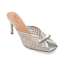 Papuci eleganti FLAVIA PASSINI argintii, HZY77, din piele ecologica