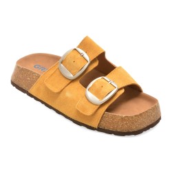Papuci GRYXX galbeni, 5219, din piele intoarsa