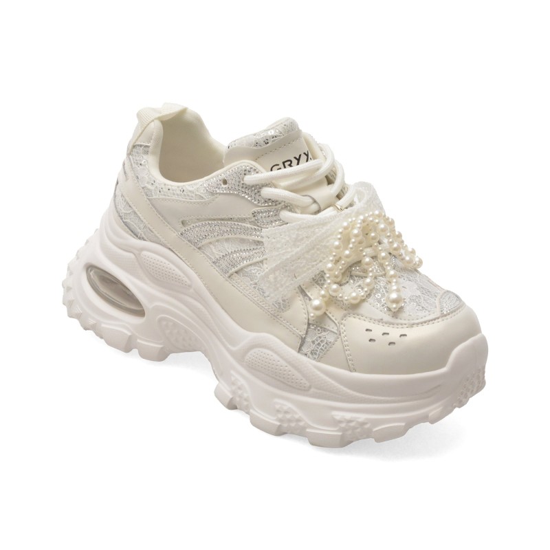Pantofi sport GRYXX albi, 9682, din piele naturala