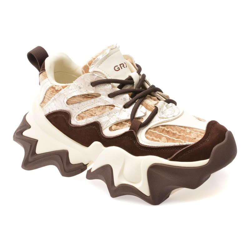 Pantofi sport GRYXX albi, 100861, din material textil si piele naturala