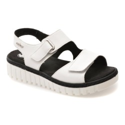 Sandale RIEKER albe, V1382, din piele ecologica